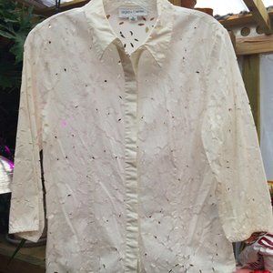 Kasper & Co., Size 10, White Eyelet Blouse